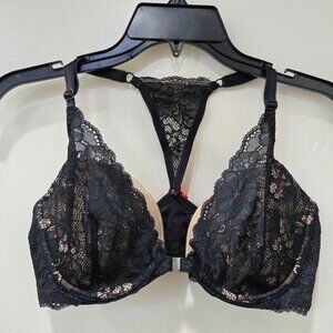 Adore Me Ann Summers Sexy Black Lace Padded Plunge Bra Size 36D